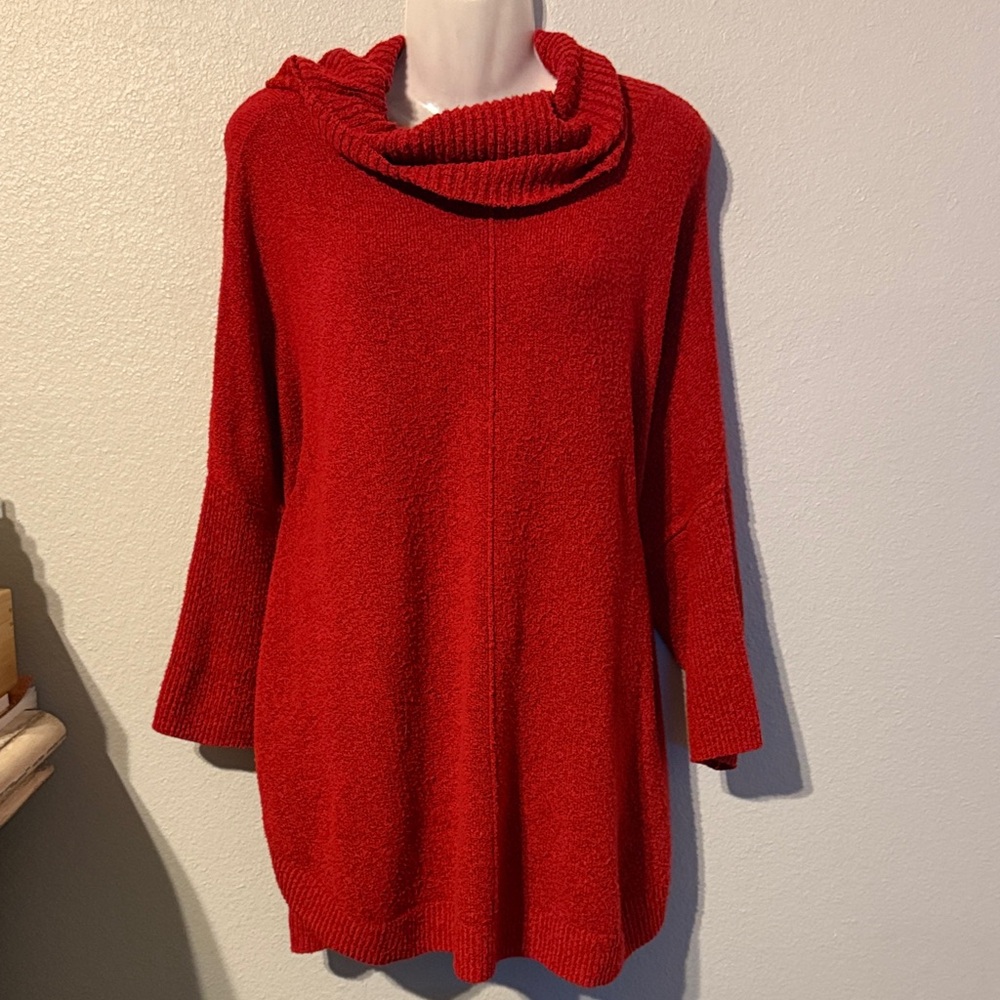 Time and Tru Bold Red Cowl Neck Sweater